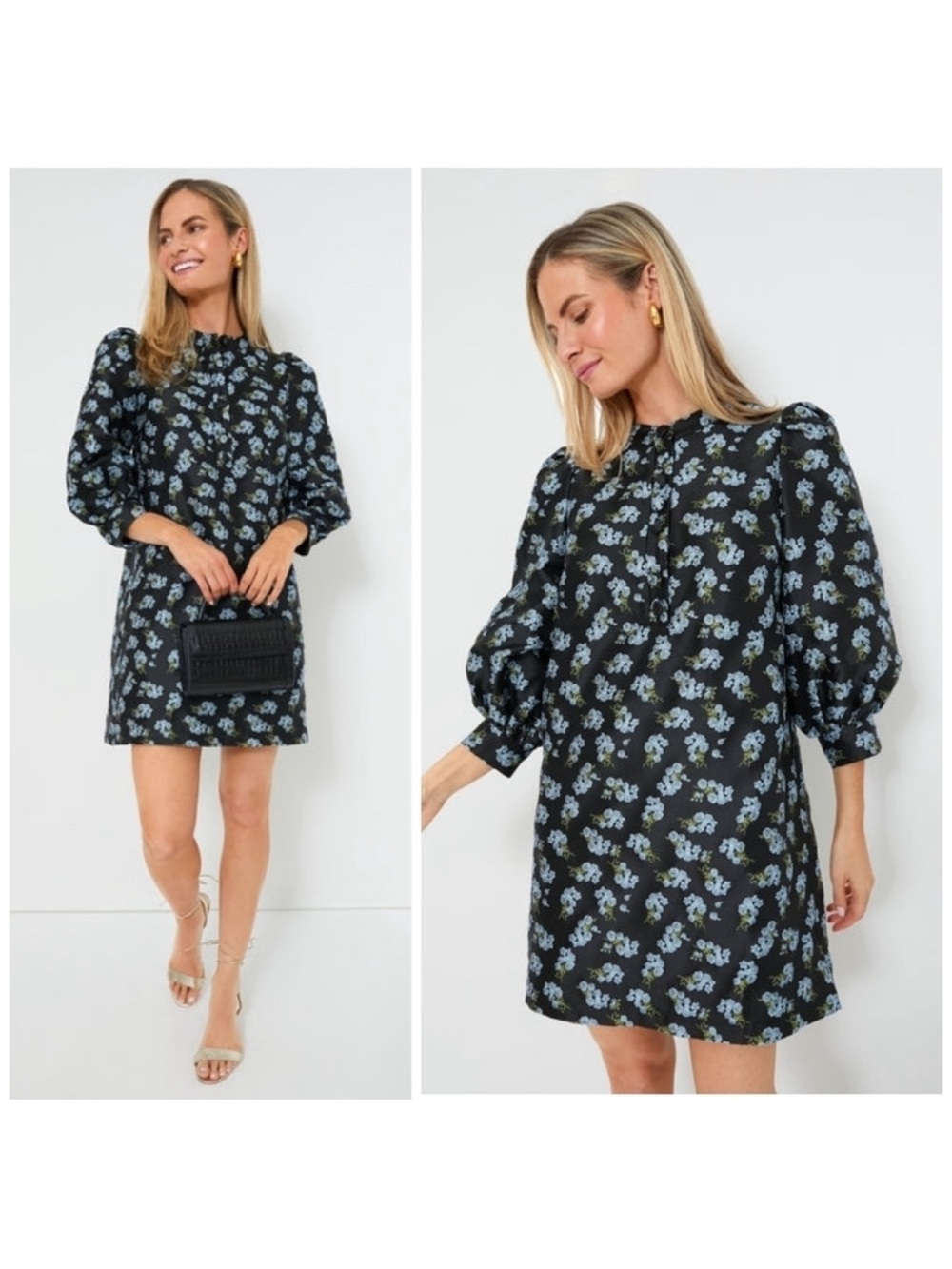 Pomander Place Black Heirloom Jacquard Samantha Dress